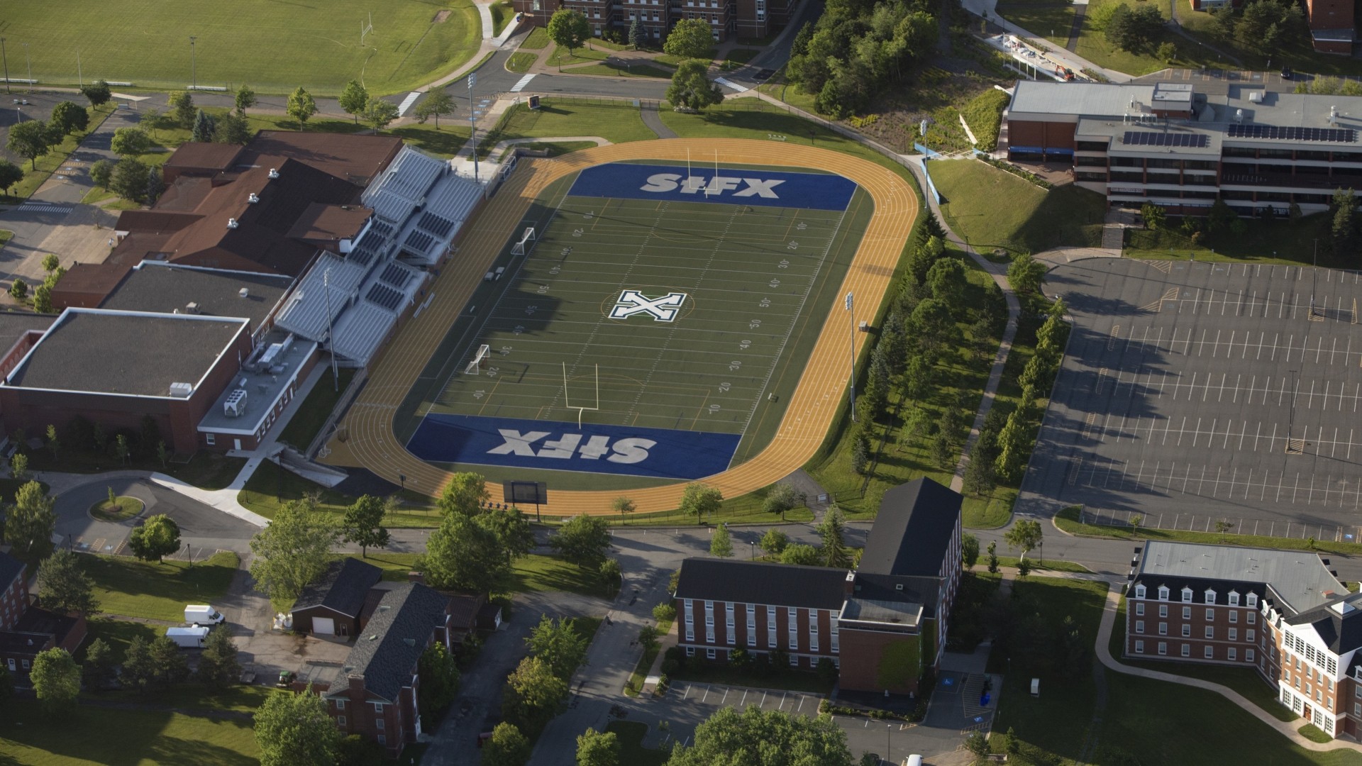 Aerial view of the StFX football field