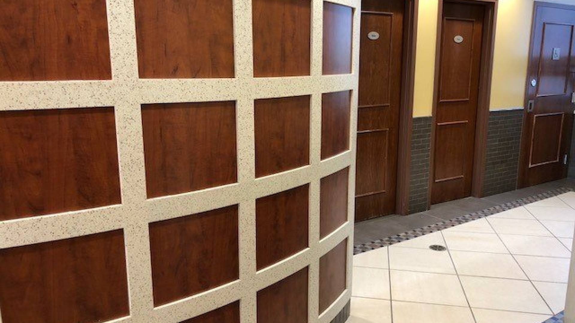 Outside of the washrooms located in MacIsaac Hall
