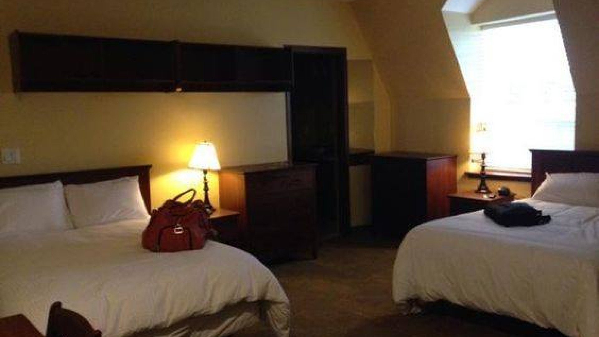 Double suite in O'Regan Hall with two double beds, desks and dressers 