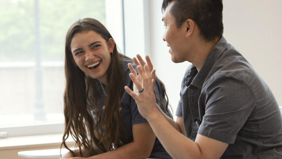 Students Interacting First Floor Mulroney Hall