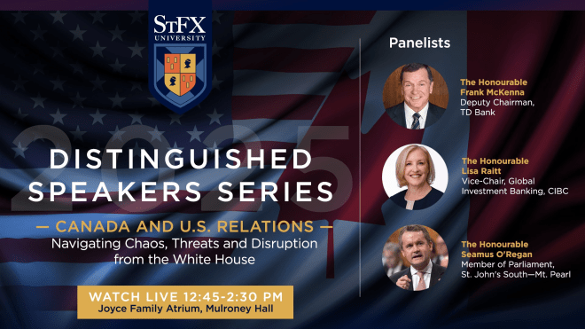 Promotional graphic for Distinguished Speakers Series - Canada-US Relations