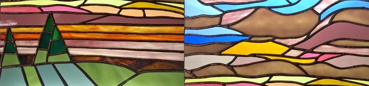 2 pieces of glass art side by side
