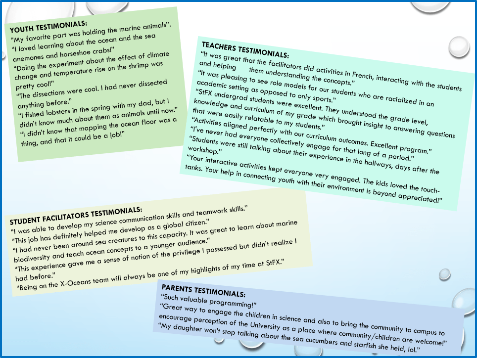 Testimonials from participants