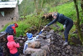 People working in garden