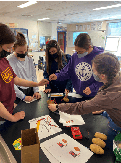 Students At the Lab Doing the Potato Experiment