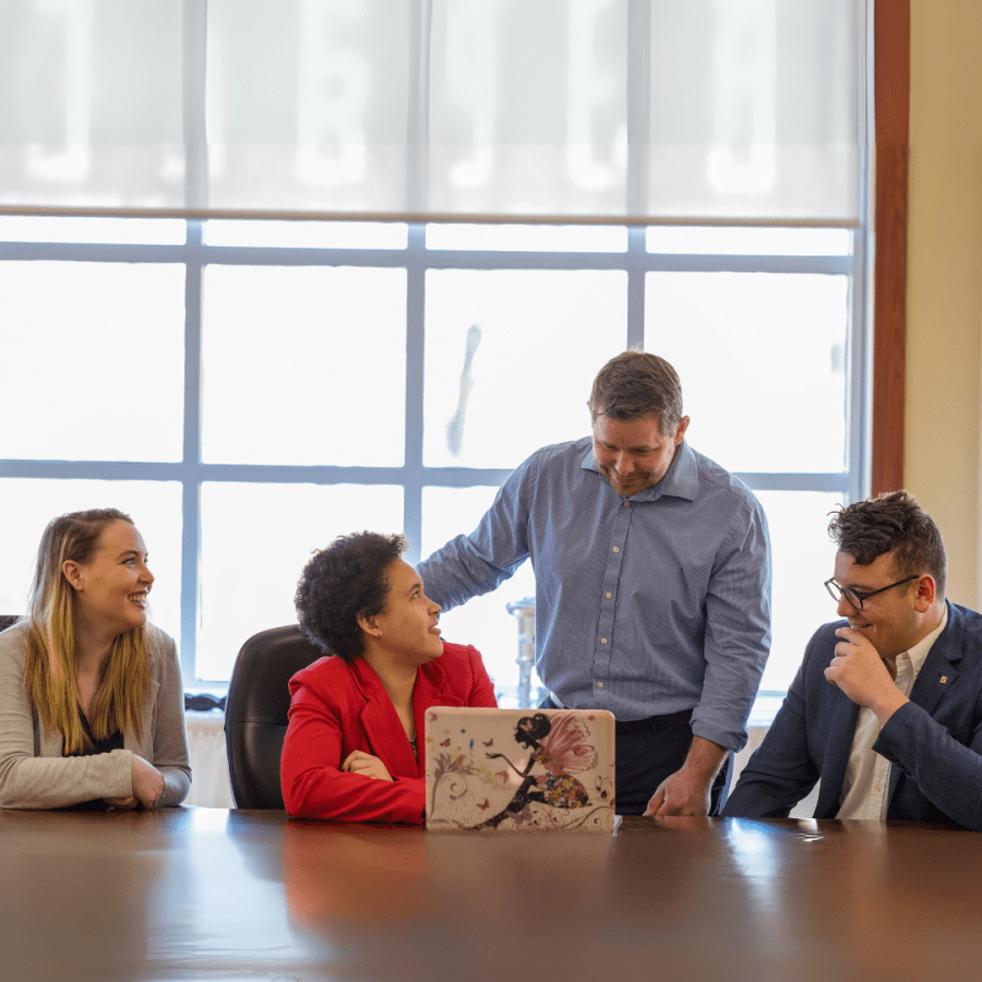 Professor Dave Mattie with students