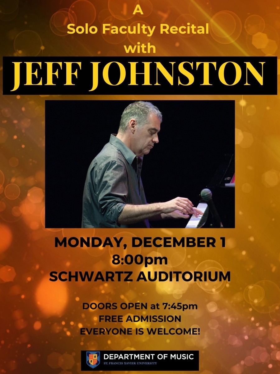 A Solo Faculty Recital w/ Pianist, Jeff Johnston - Dec. 1 @ 8pm (Schwartz Auditorium)