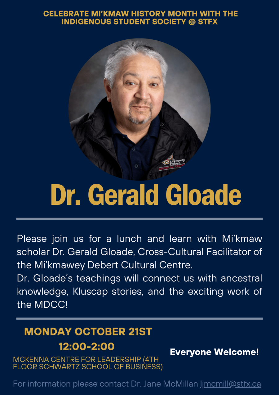 Promotional graphic for lunch & learn graphic with Dr. Gerald Gloade