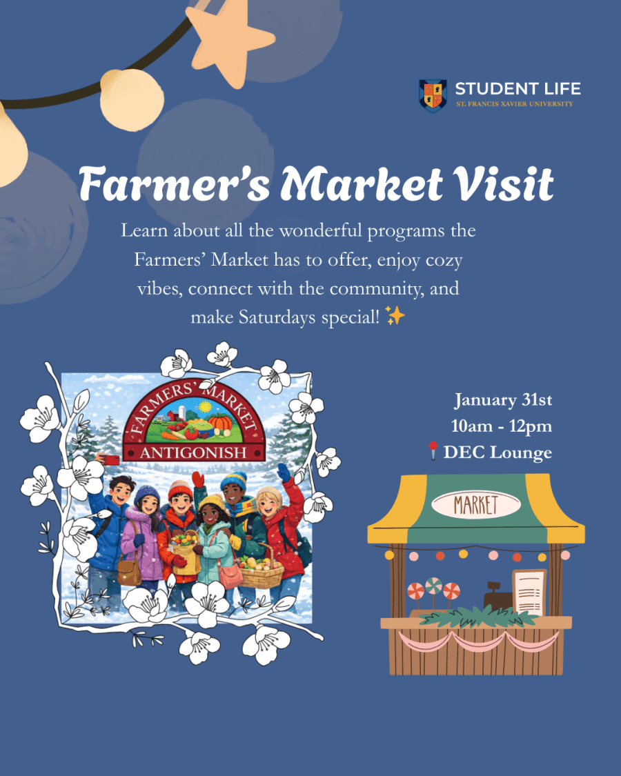 Farmer's Market Visit. January 31st. 10am-12pm. DEC Lounge.