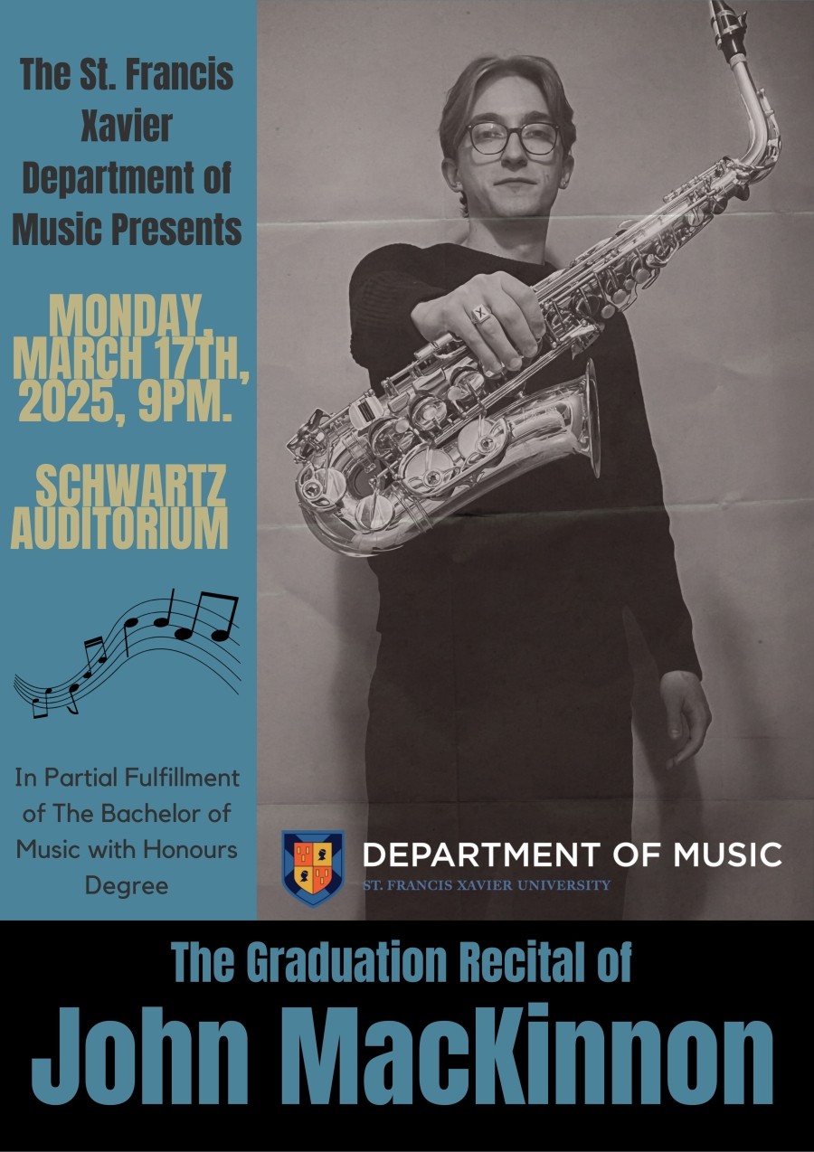 John MacKinnon Graduation Recital - March 17 @ 8pm in the Schwartz Auditorium