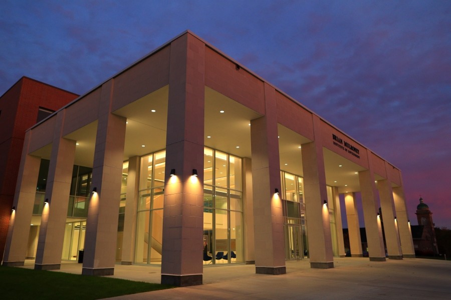 View of the Mulroney Building at night