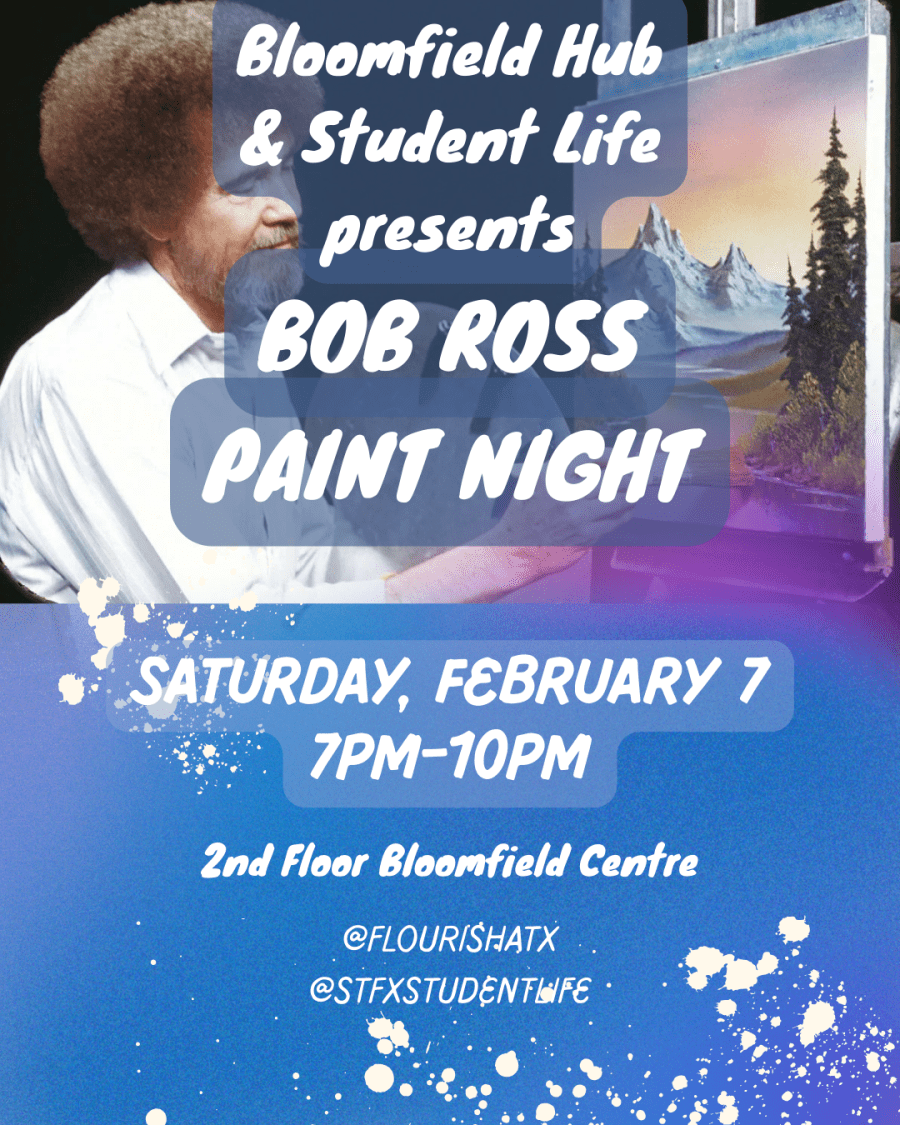 Feb 7th Bob Ross Paint Night at Bloomfield Hub