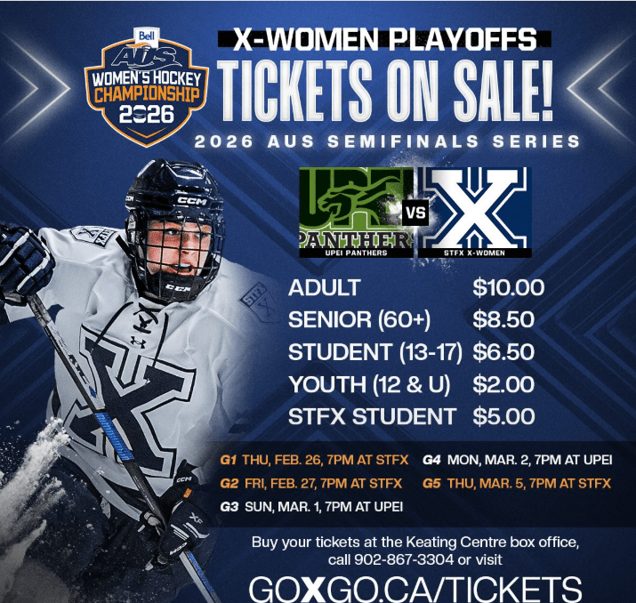 Tickets on sale for StFX X-Women semi-final games poster