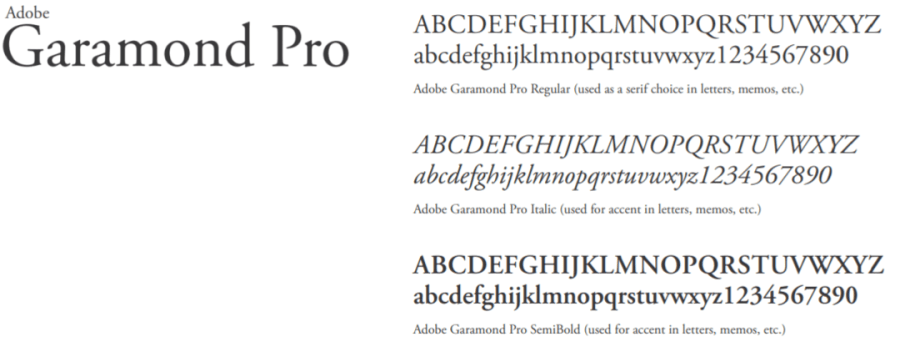 Demonstration graphic for Garamond font