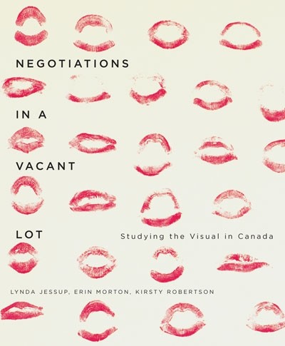 Cover of book by Erin Morton, Negotiations in a Vacant Lot, with text and images of kiss marks