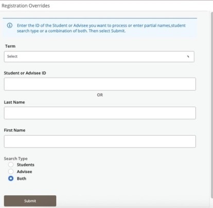 registration override select term