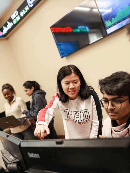 Students in Gerald Schwartz School of Business trading room